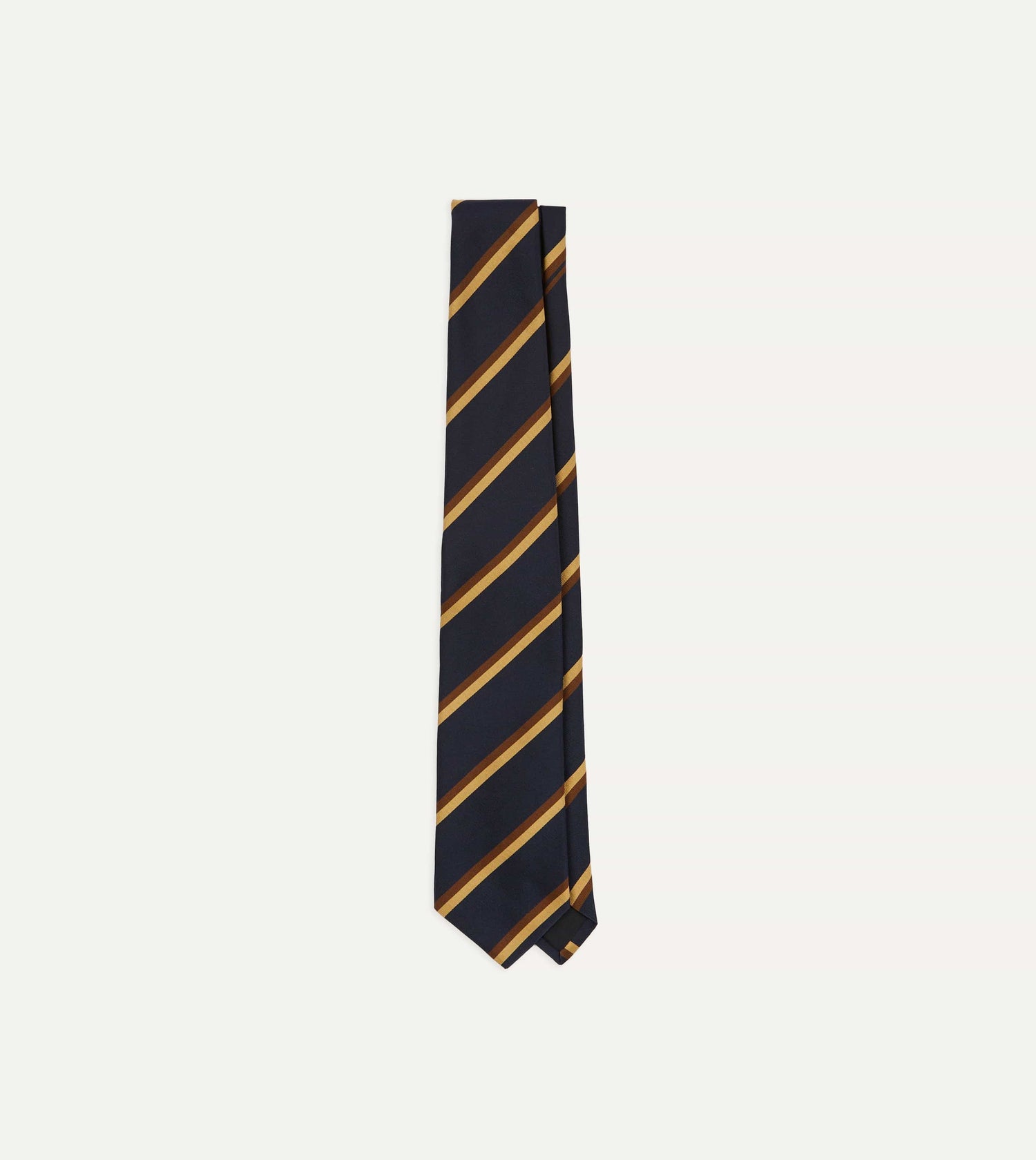Navy, Gold and Brown Regimental Stripe Mogador Tipped Tie