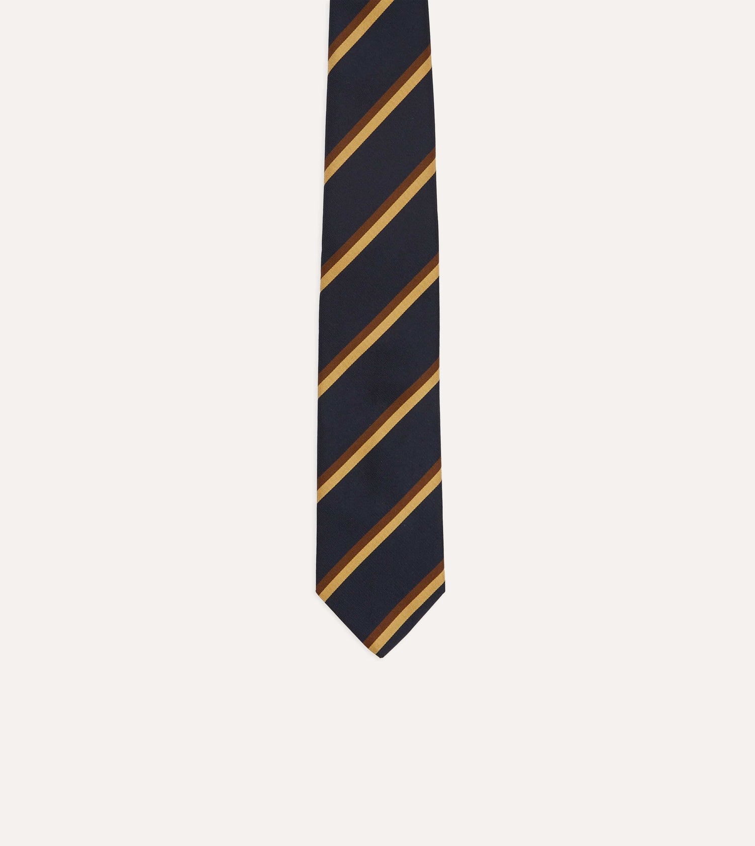 Navy, Gold and Brown Regimental Stripe Mogador Tipped Tie