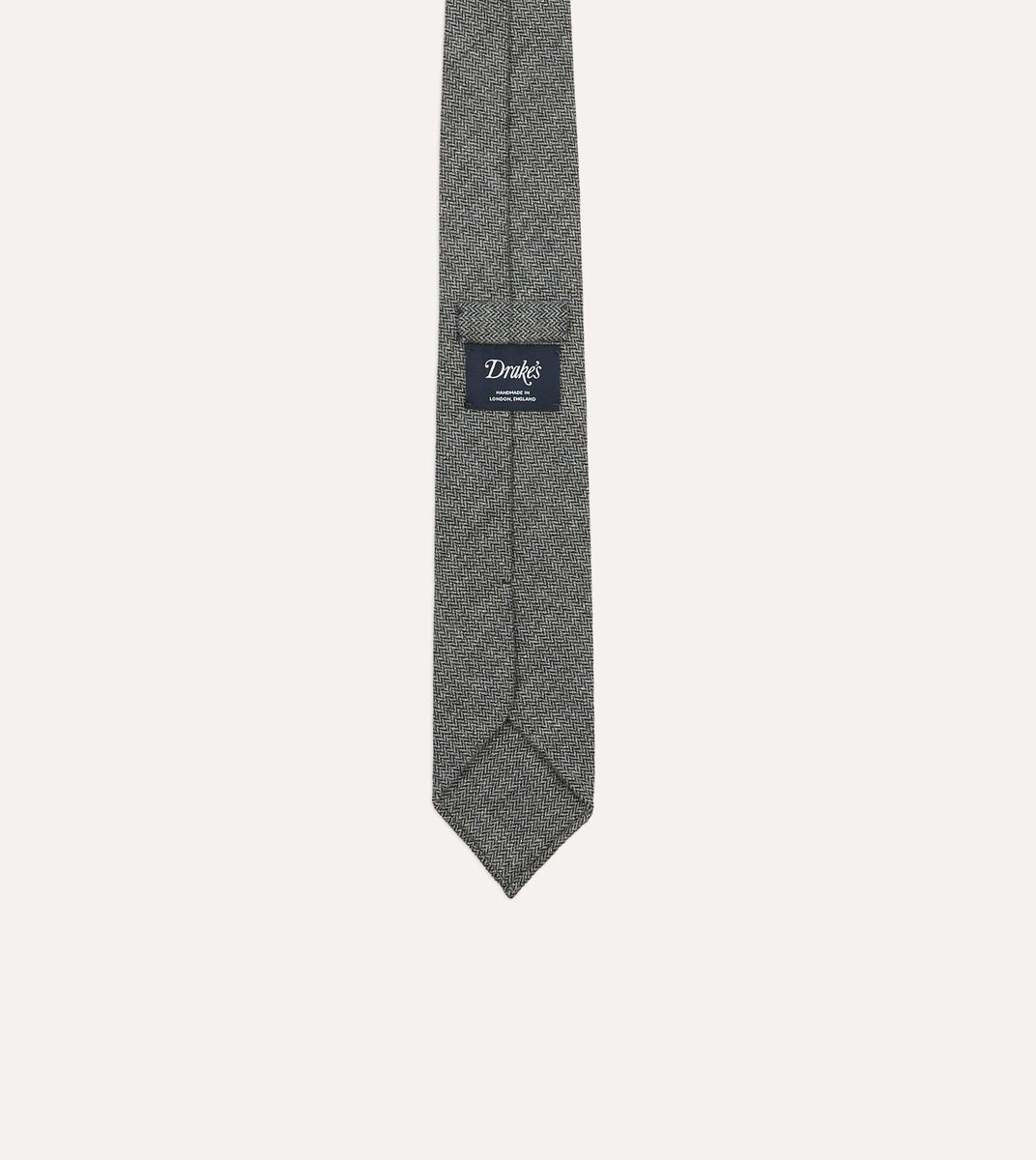 Grey Herringbone Hand Rolled Wool Tie – Drakes