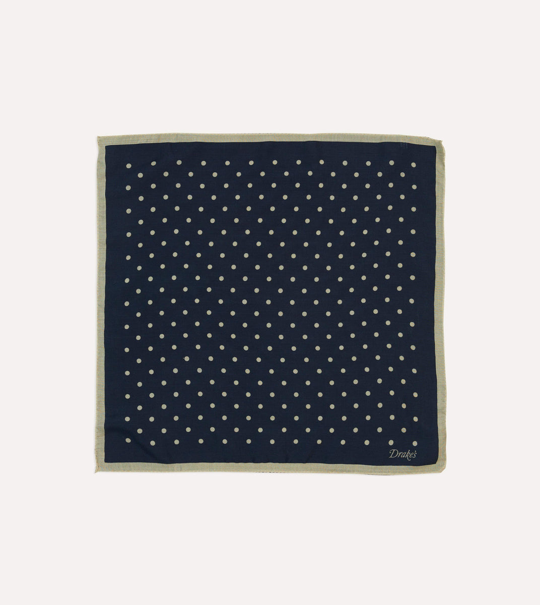 Navy Spot Print Wool-Silk Pocket Square – Drakes Navy Spot Print Wool-Silk Pocket Square – Drakes