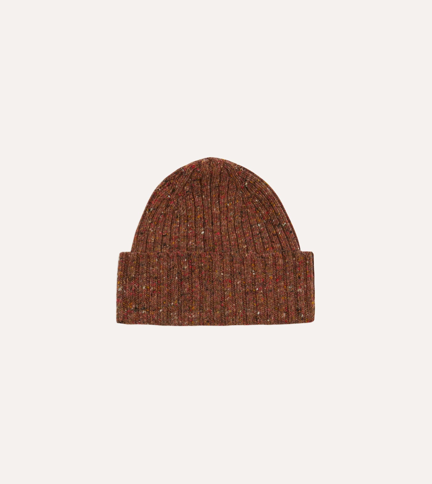 ALD / Drake's Brown Donegal Ribbed Knit Beanie