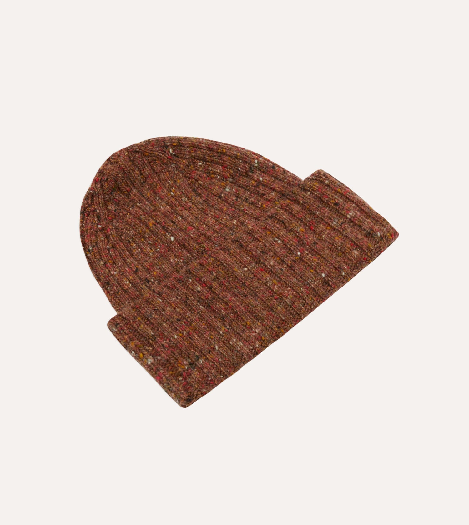 ALD / Drake's Brown Donegal Ribbed Knit Beanie