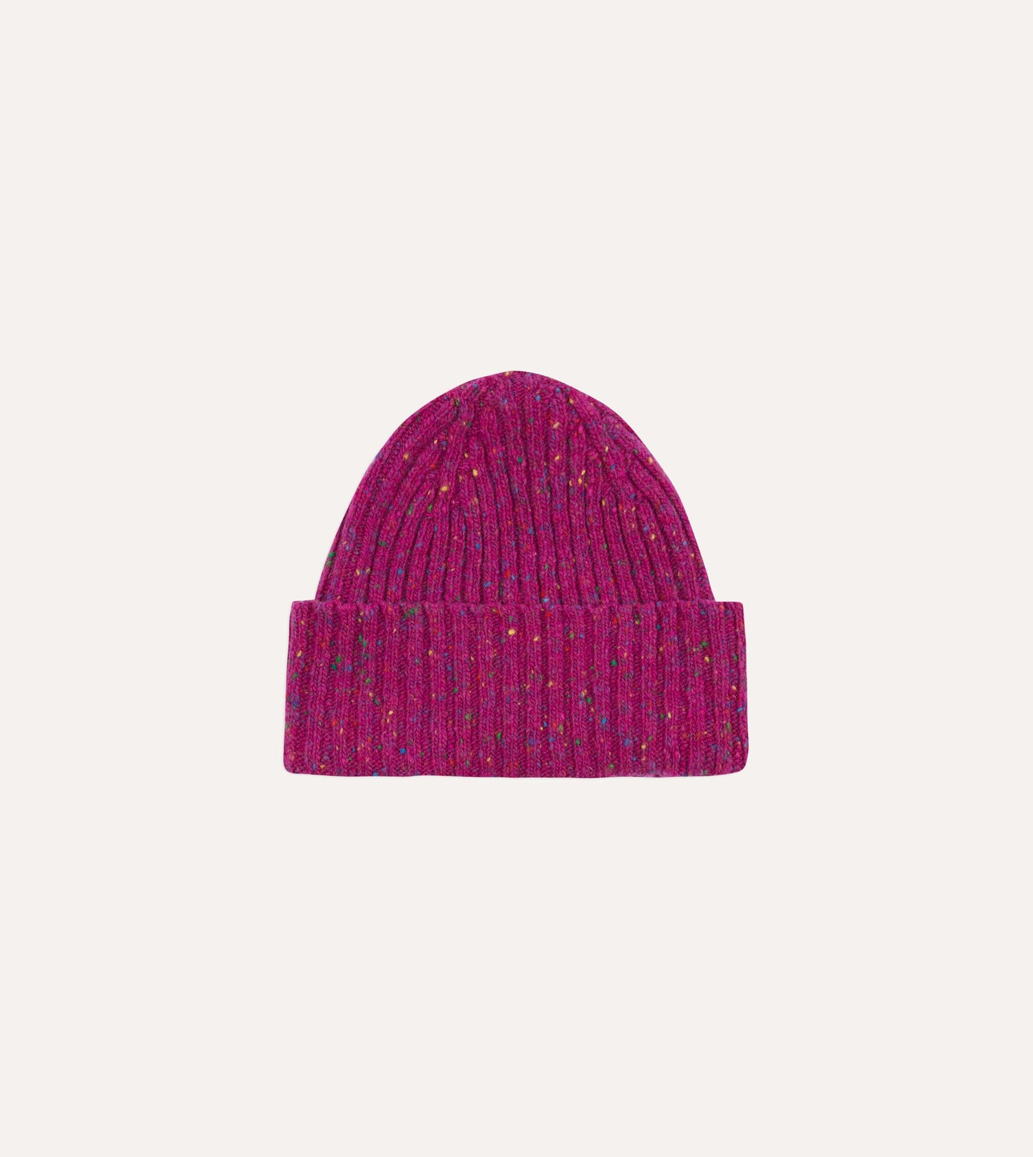 ALD / Drake's Fuchsia Donegal Ribbed Knit Beanie