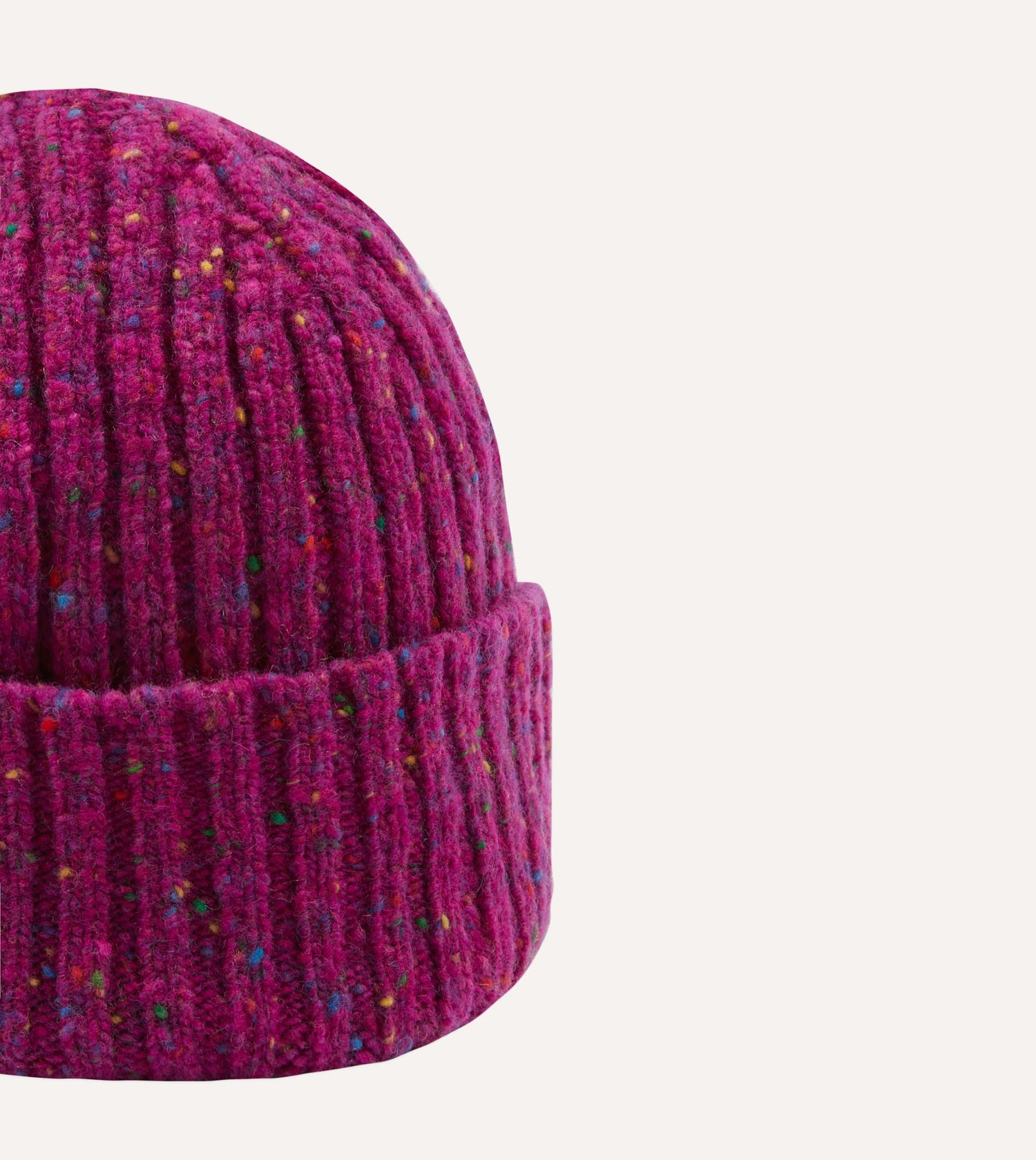 ALD / Drake's Fuchsia Donegal Ribbed Knit Beanie