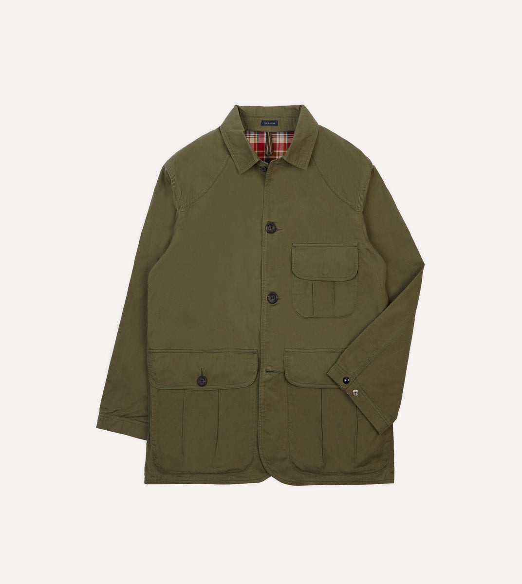 Olive Green Waxed Cotton Canvas Chasseur Jacket – Drakes
