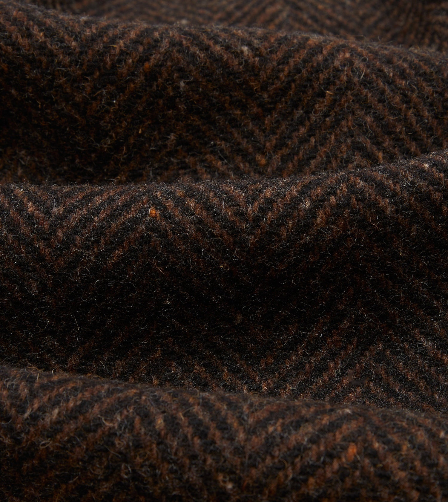 Brown Herringbone Wool Raglan Coat