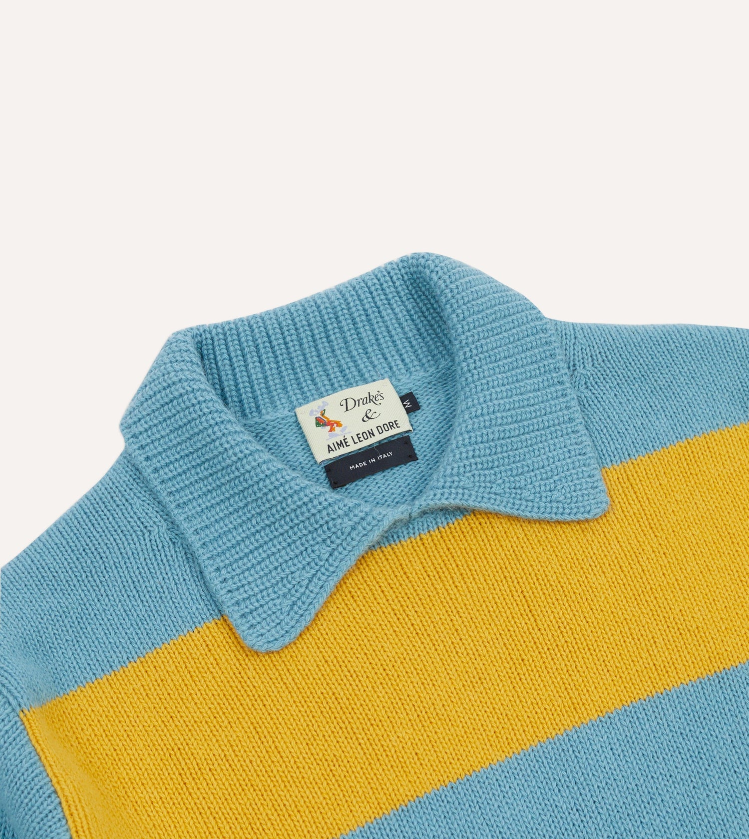 ALD / Drake's Blue Striped Integral Collar Sweater