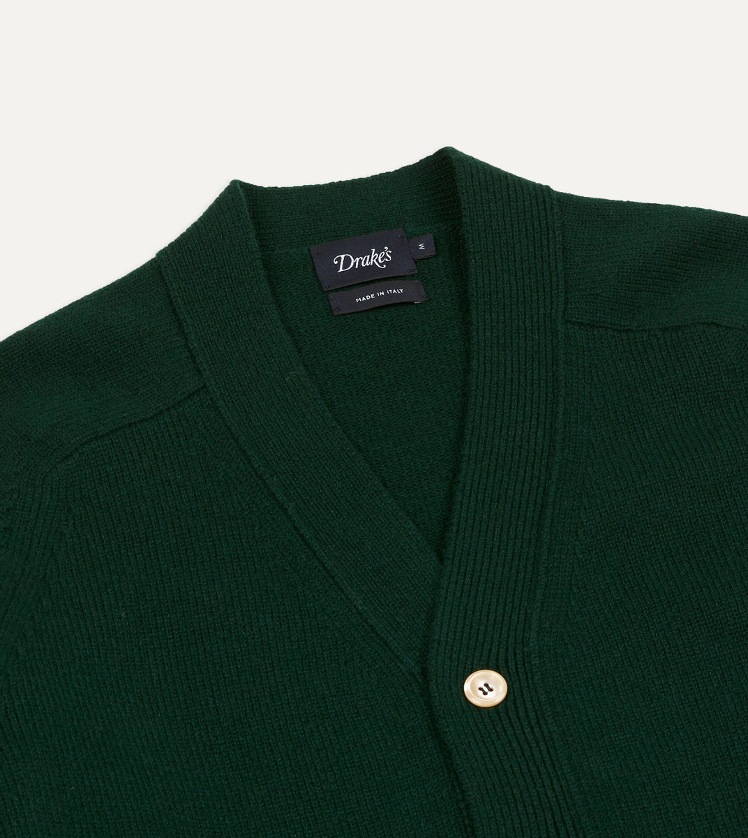 Dark Green Lambswool 6 Button Cardigan – Drakes