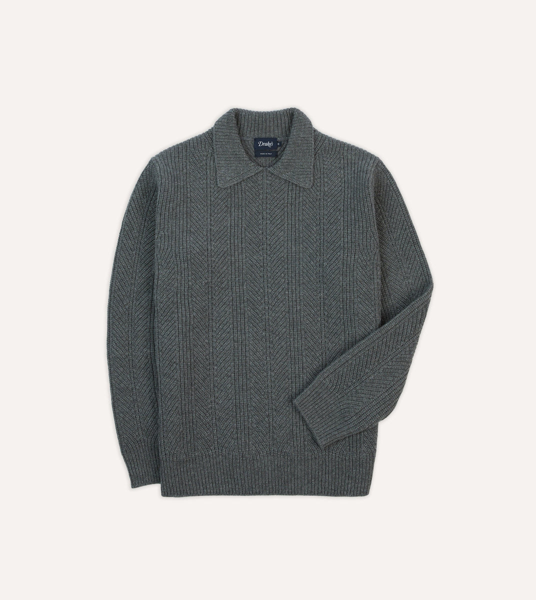 Grey Alpaca Lambswool Integral Collar Jumper – Drakes