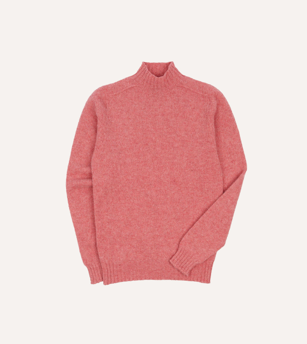 Pink Brushed Shetland Mock Neck Jumper – Drakes