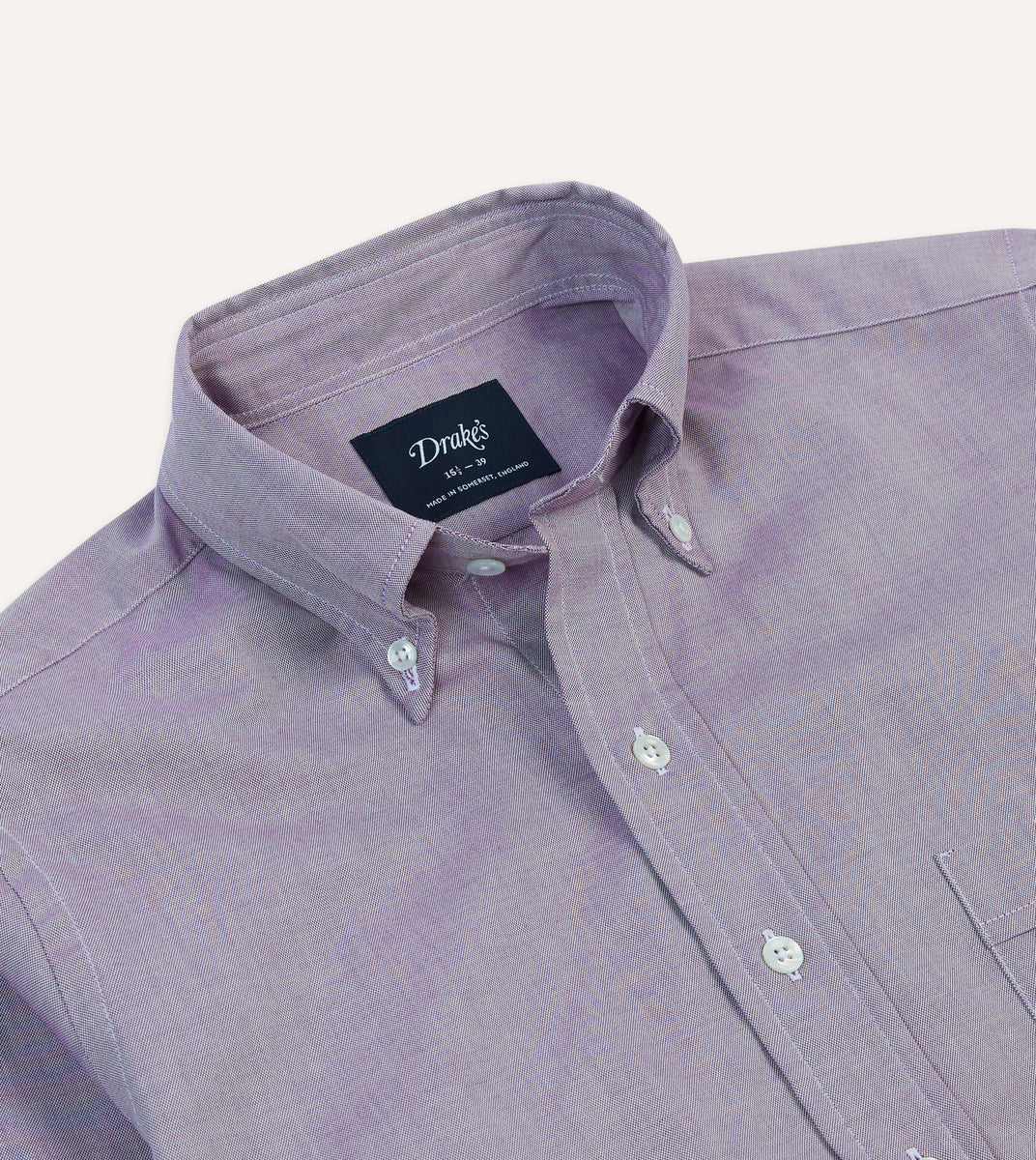 Lilac Pinpoint Oxford Cotton Cloth Button-Down Shirt – Drakes
