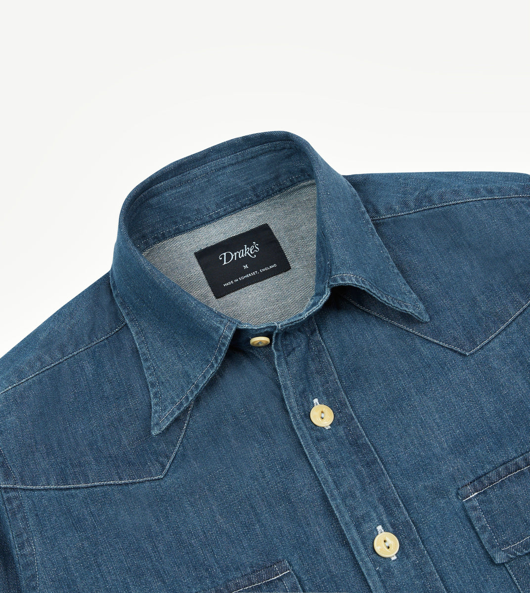 Stone Wash Denim Two-Pocket Western Shirt – Drakes