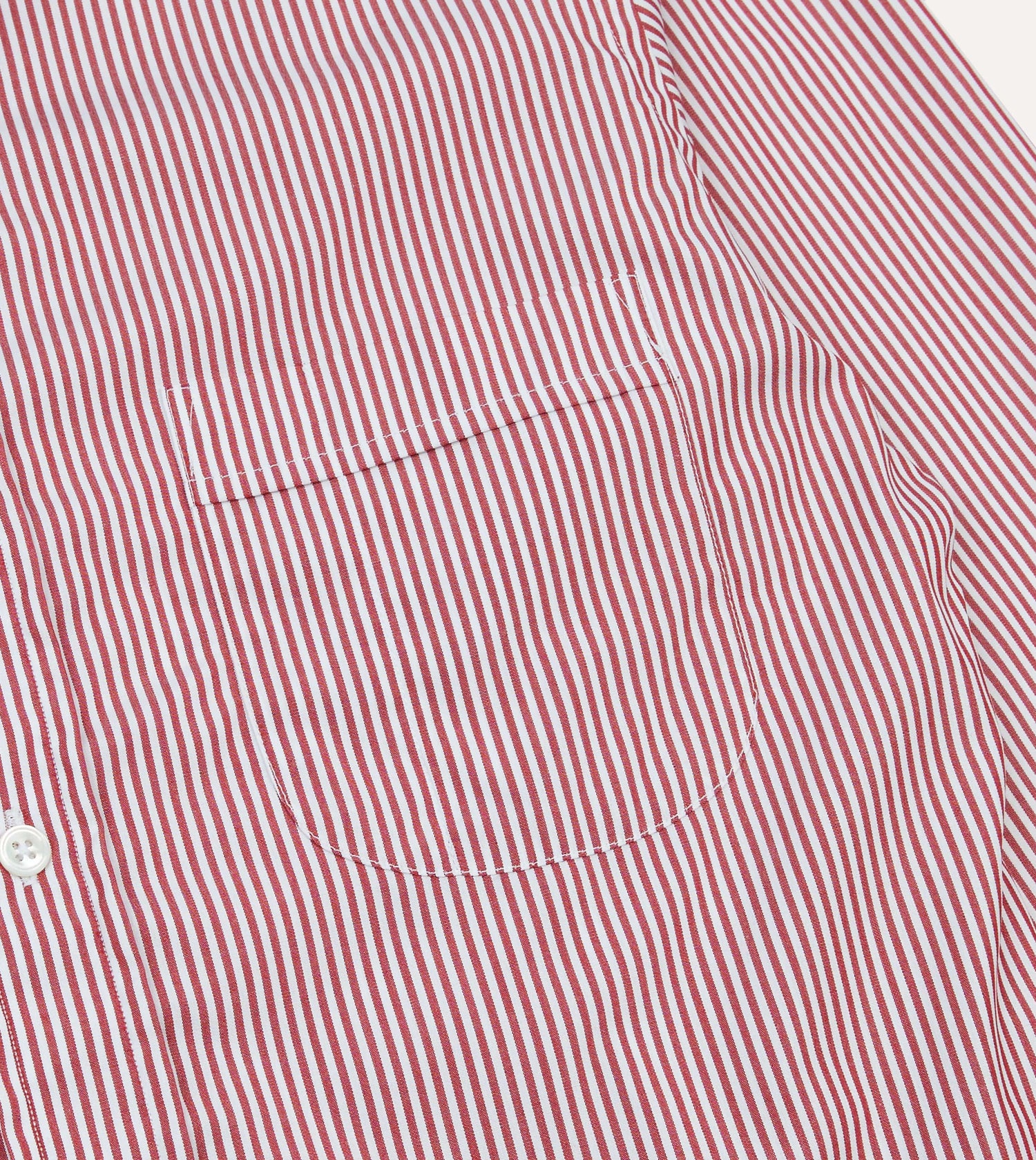 Red Narrow Stripe Poplin Club Collar Shirt