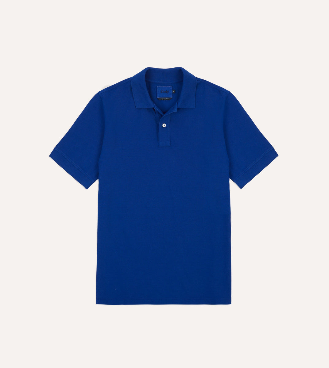 Blue Piqué Cotton Polo Shirt – Drakes - Main Image