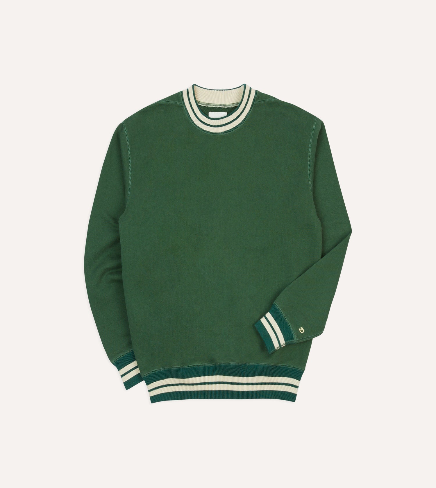 Green Striped Rib Cotton Jersey Sweatshirt