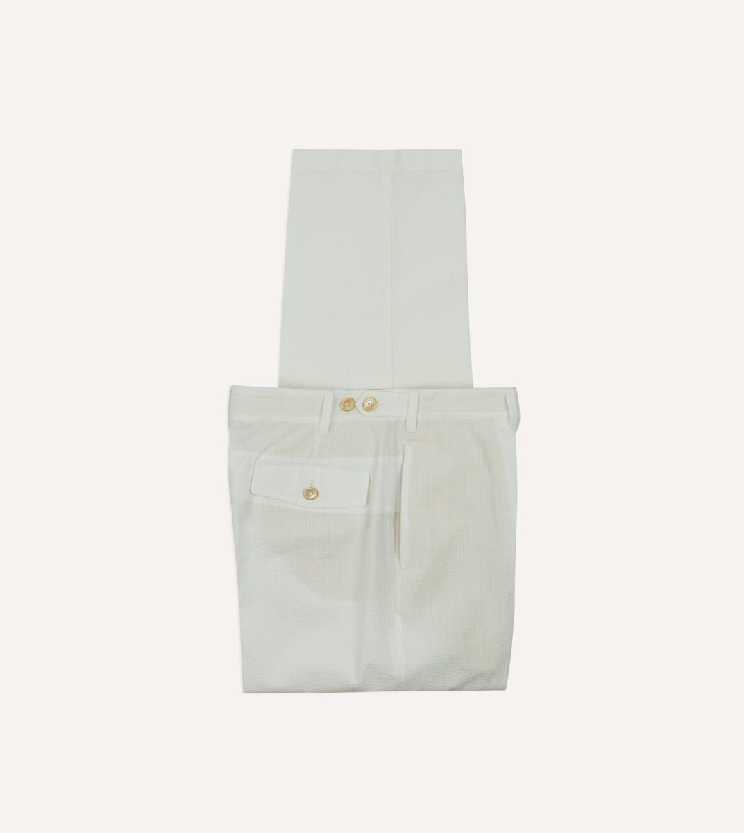 Michael McGregor for Drake's White Seersucker Games Trousers – Drakes