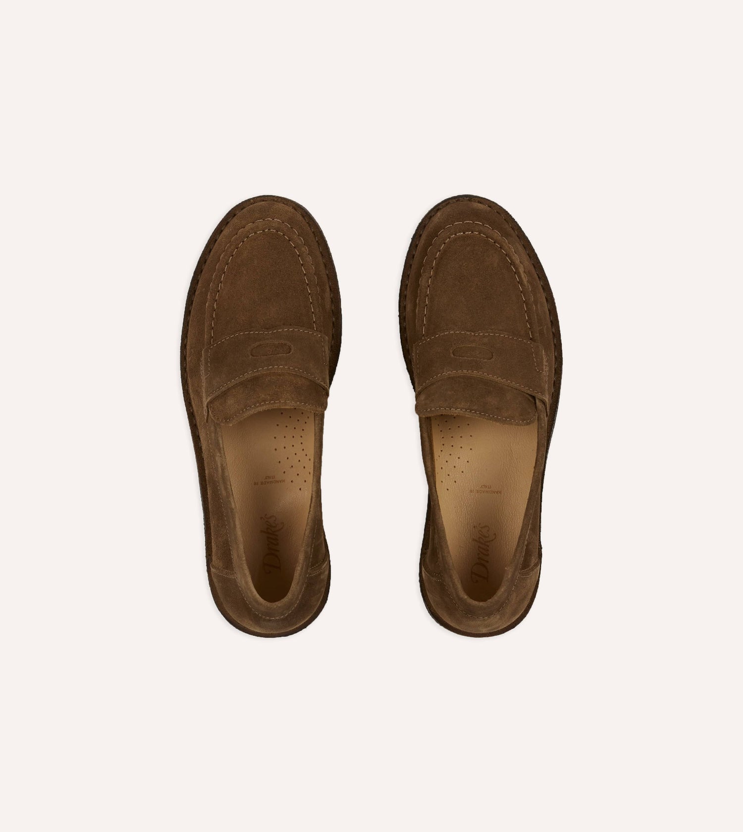 Tobacco Suede Canal Penny Loafer with Crepe Sole