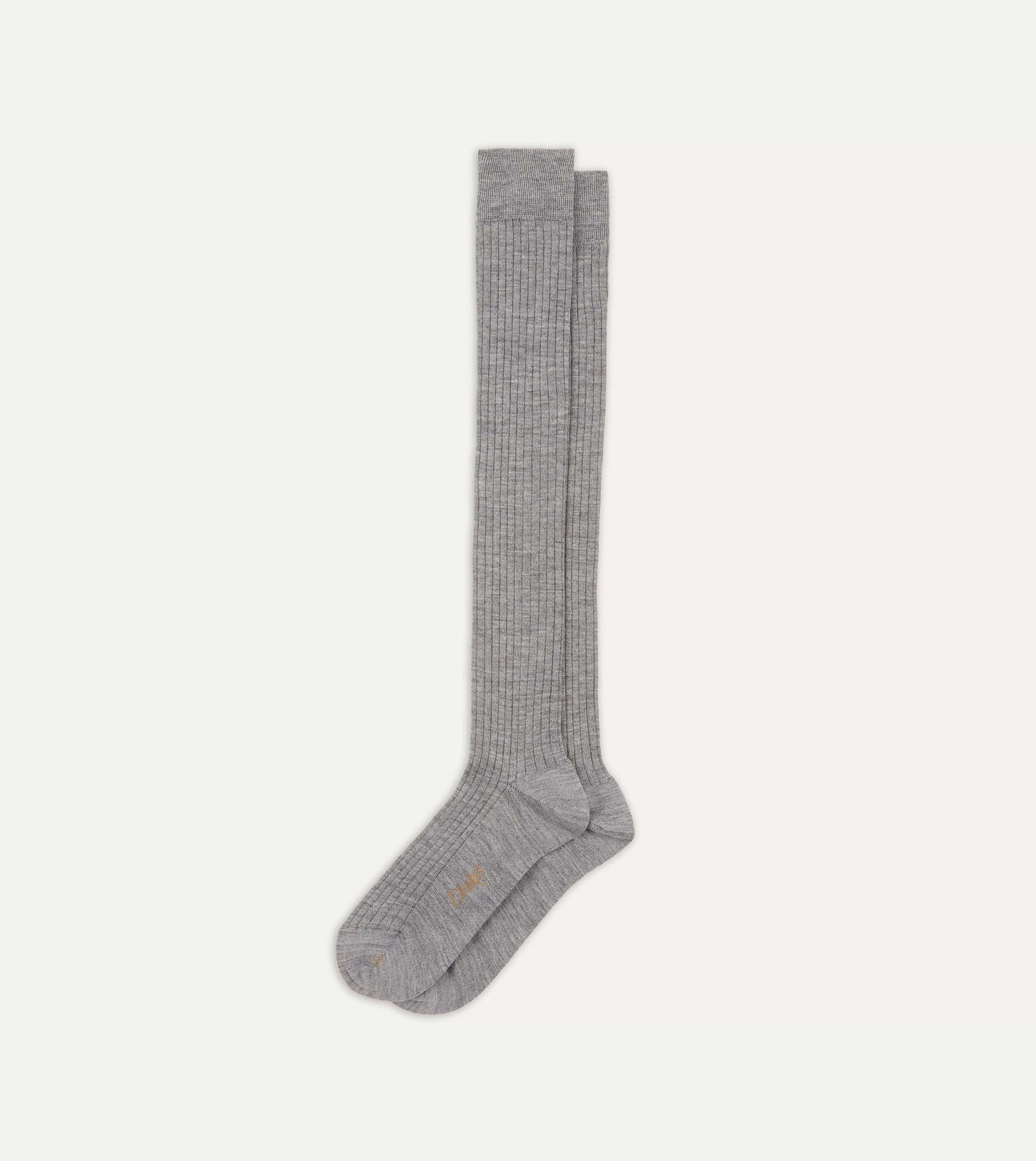 Light Grey Wool Over-The-Calf Socks
