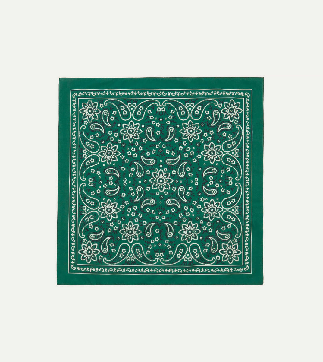 Green Paisley Print Cotton Bandana – Drakes