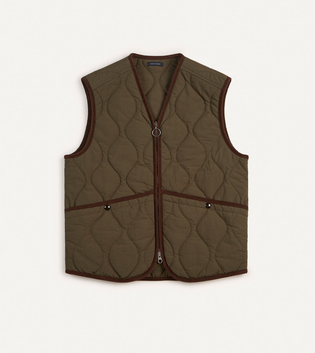 Olive Quilted Nylon Zip Vest – Drakes