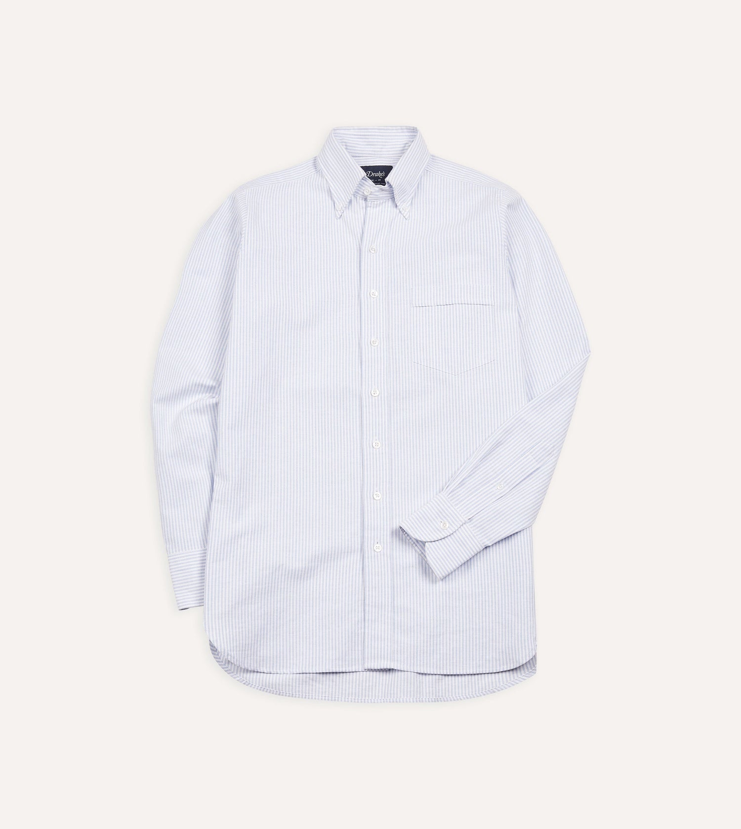 Light Blue Ticking Stripe Cotton Oxford Cloth Button-Down Shirt