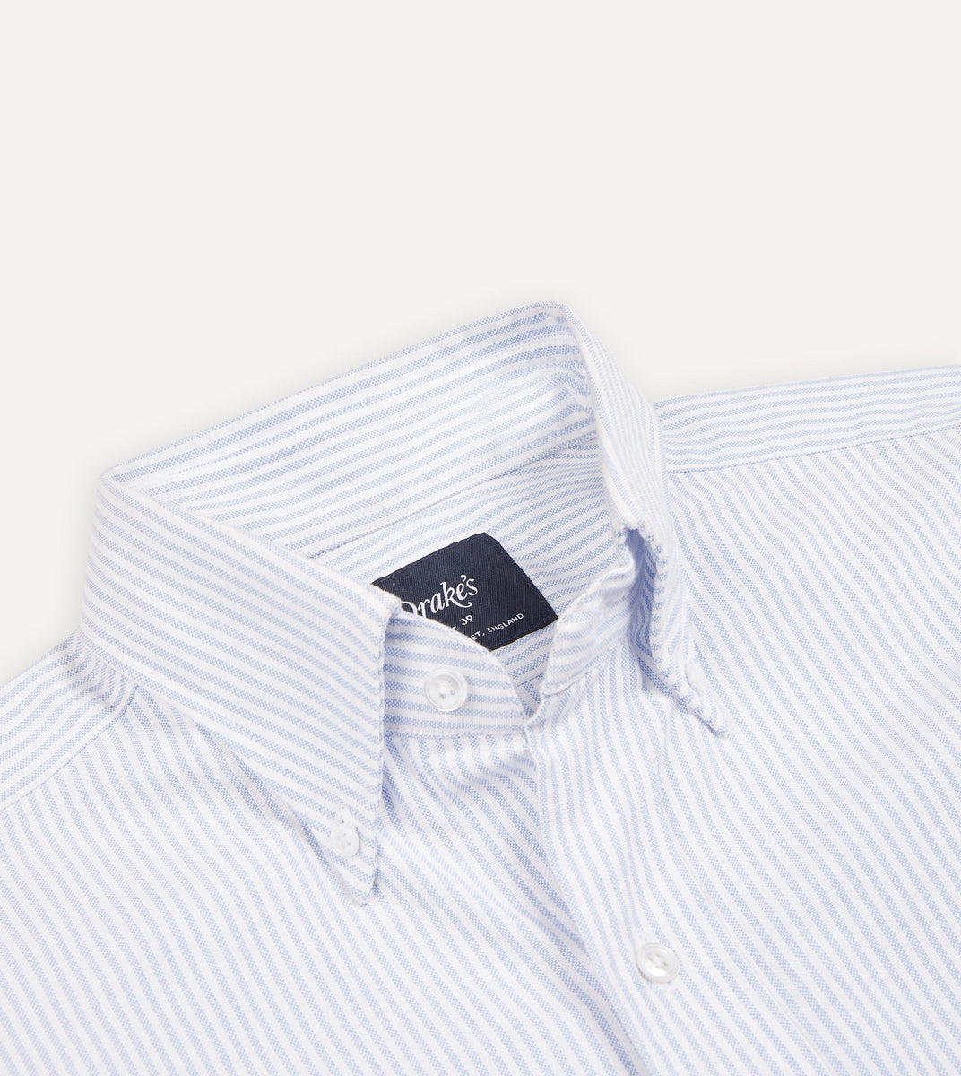 Light Blue Ticking Stripe Cotton Oxford Cloth Button-Down Shirt