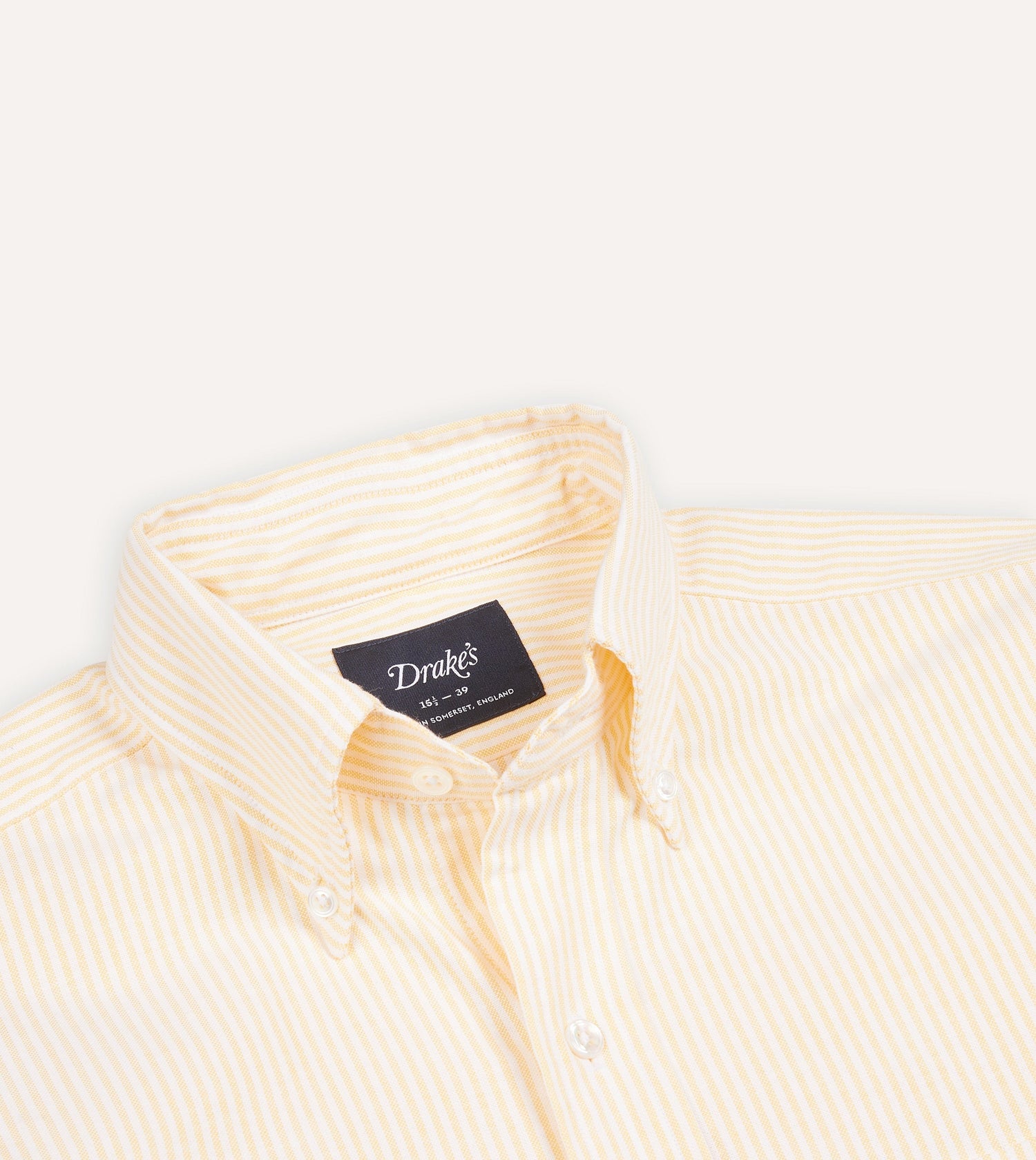 Yellow Ticking Stripe Cotton Oxford Cloth Button-Down Shirt
