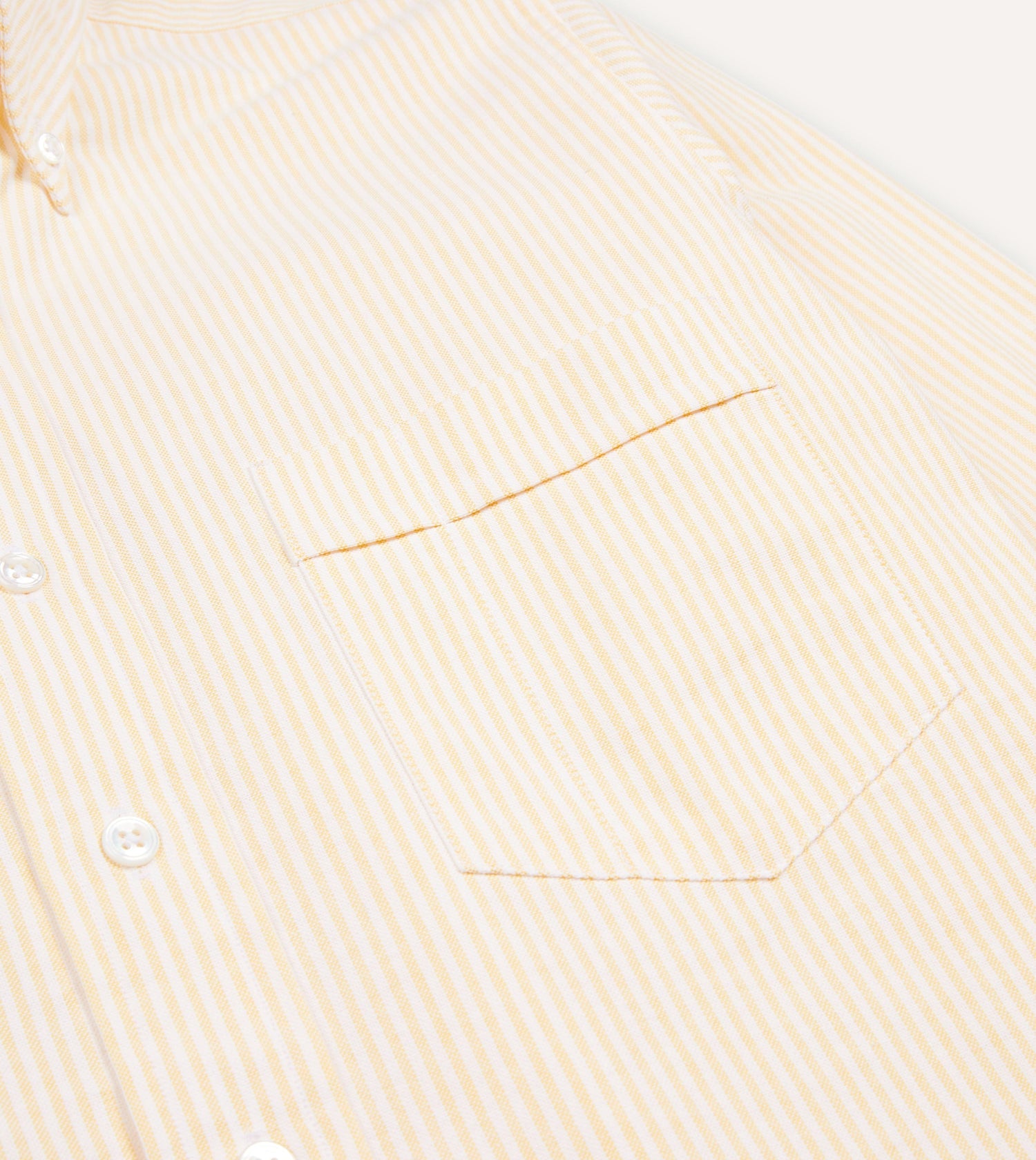 Yellow Ticking Stripe Cotton Oxford Cloth Button-Down Shirt