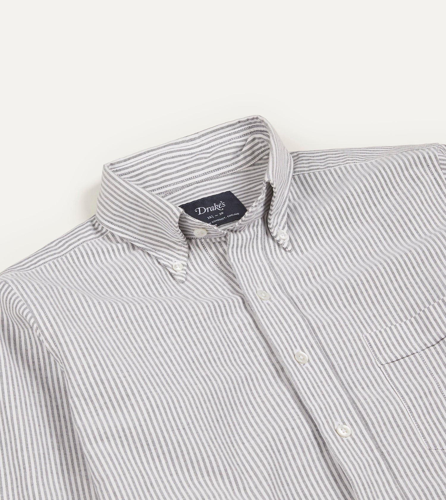Black Ticking Stripe Cotton Oxford Cloth Button-Down Shirt