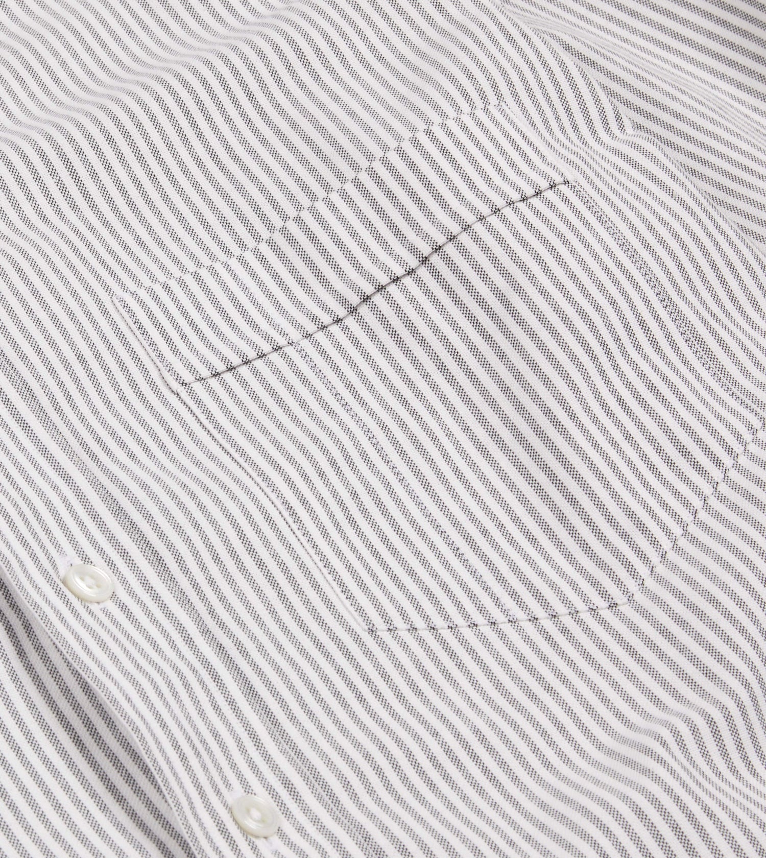 Black Ticking Stripe Cotton Oxford Cloth Button-Down Shirt