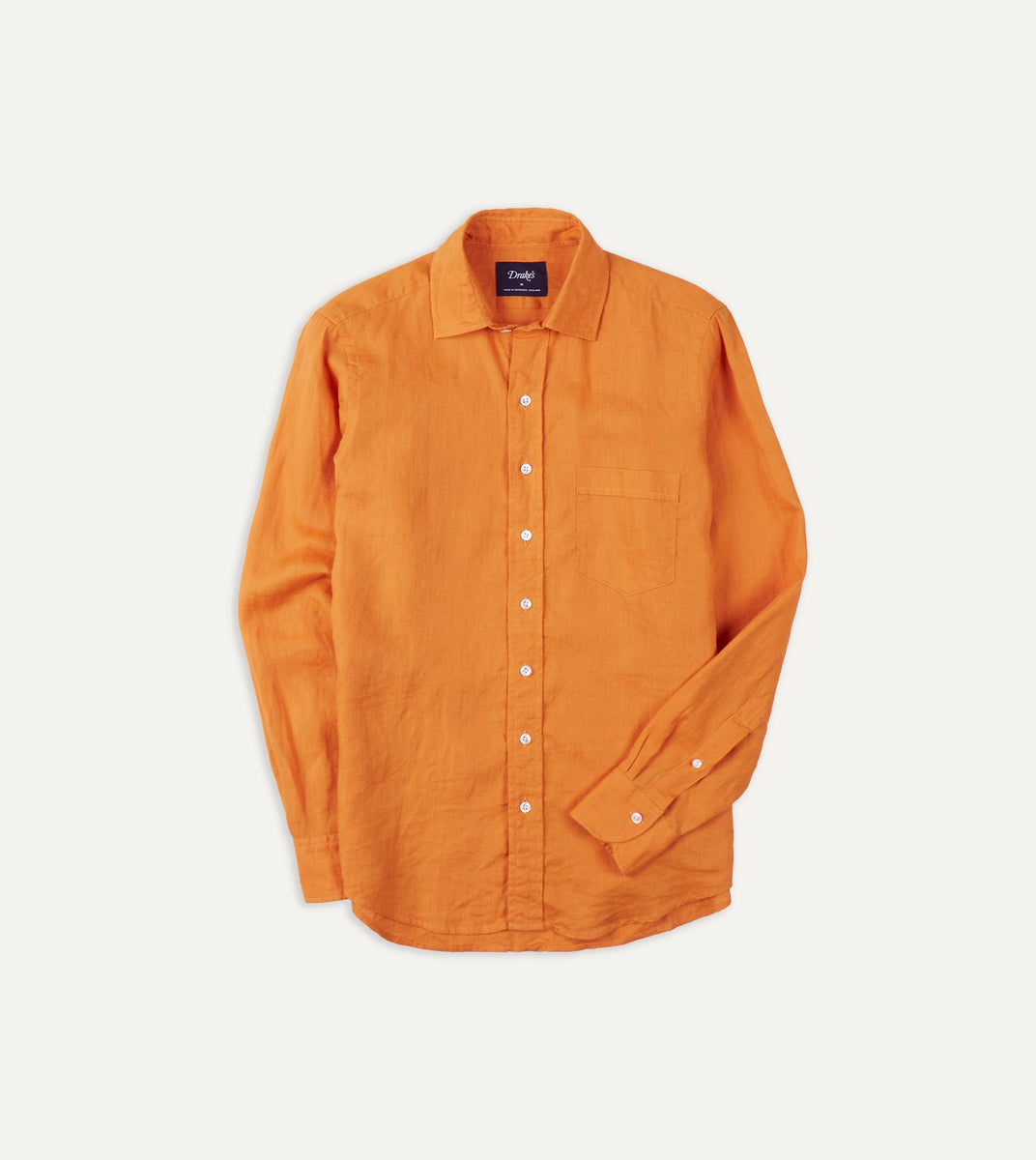 Yellow Linen Spread Collar Shirt Drakes