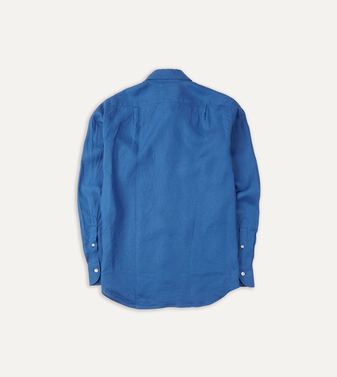 Bright Navy Linen Spread Collar Shirt Drakes