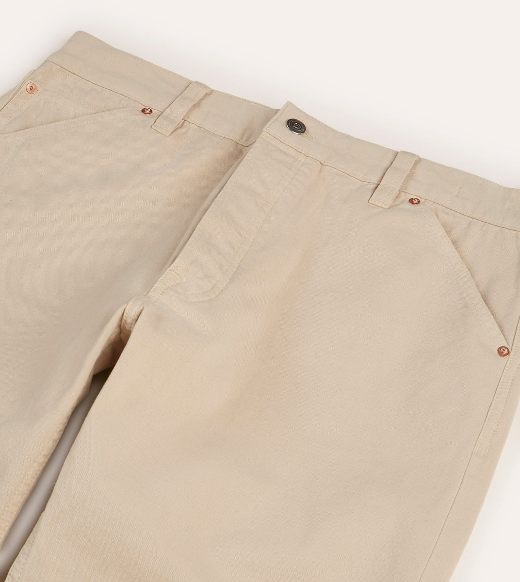 Ecru Lightweight Cotton Canvas FivePocket Jeans Drakes