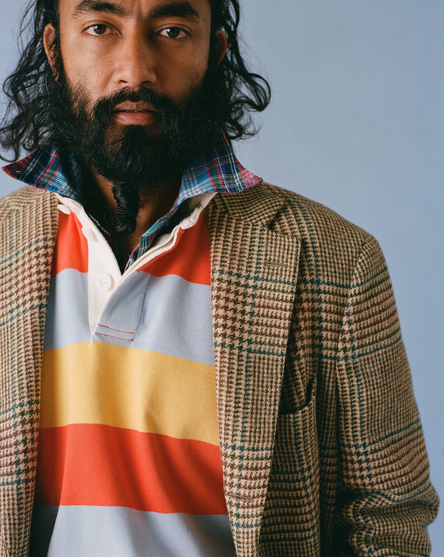 Yellow, Blue and Red Stripe Cotton Rugby Shirt