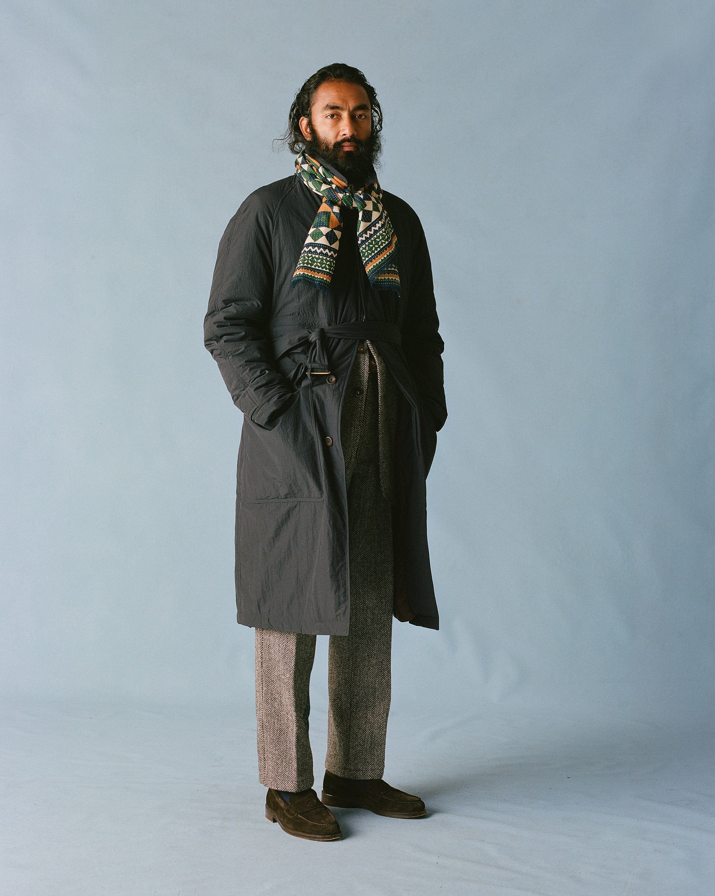 Grey Herringbone Harris Tweed One Pleat Games Trousers