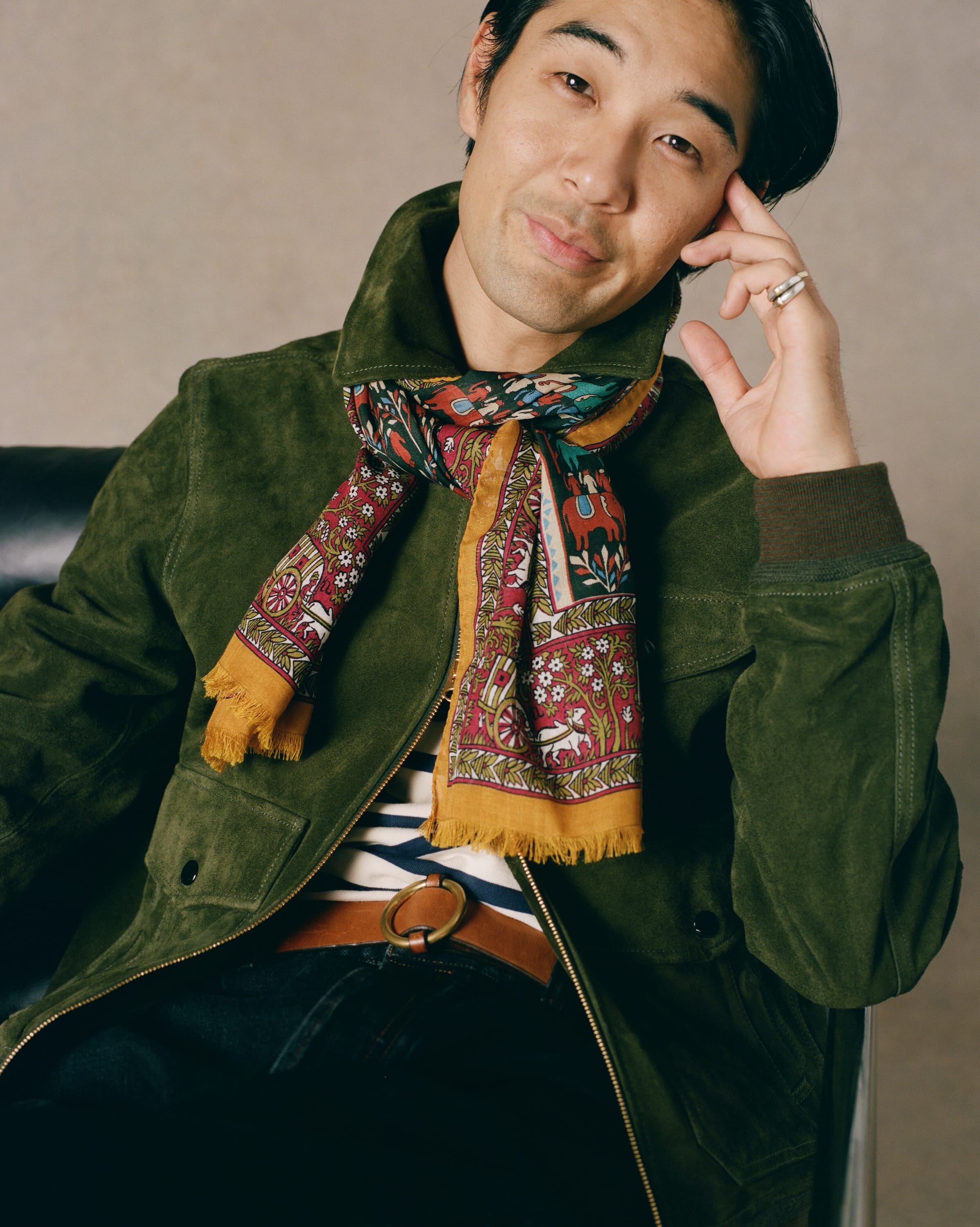 Green Heavyweight Suede A-2 Bomber Jacket