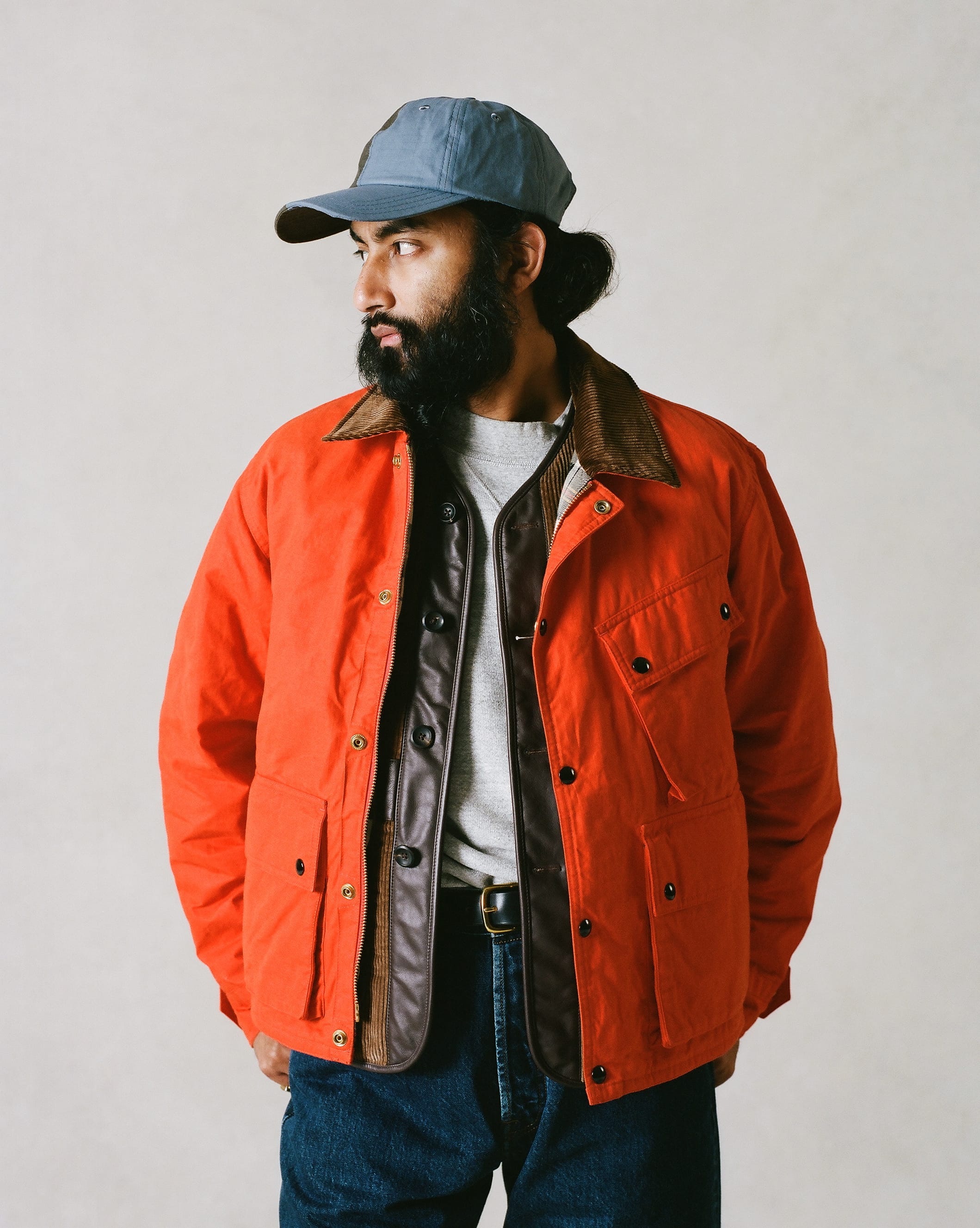 Orange Waxed Ripstop Cotton Wader Jacket