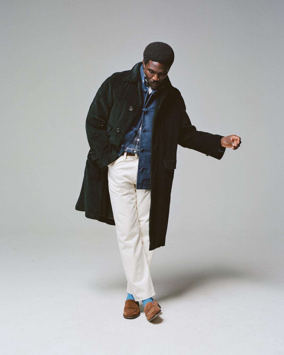 Dark Green Corduroy Raglan Coat