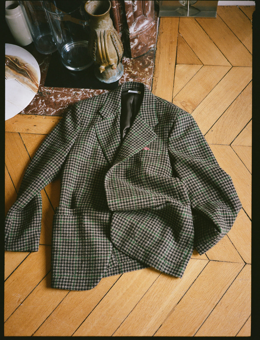 Dark Brown and Green Houndstooth Harris Tweed® Blazer