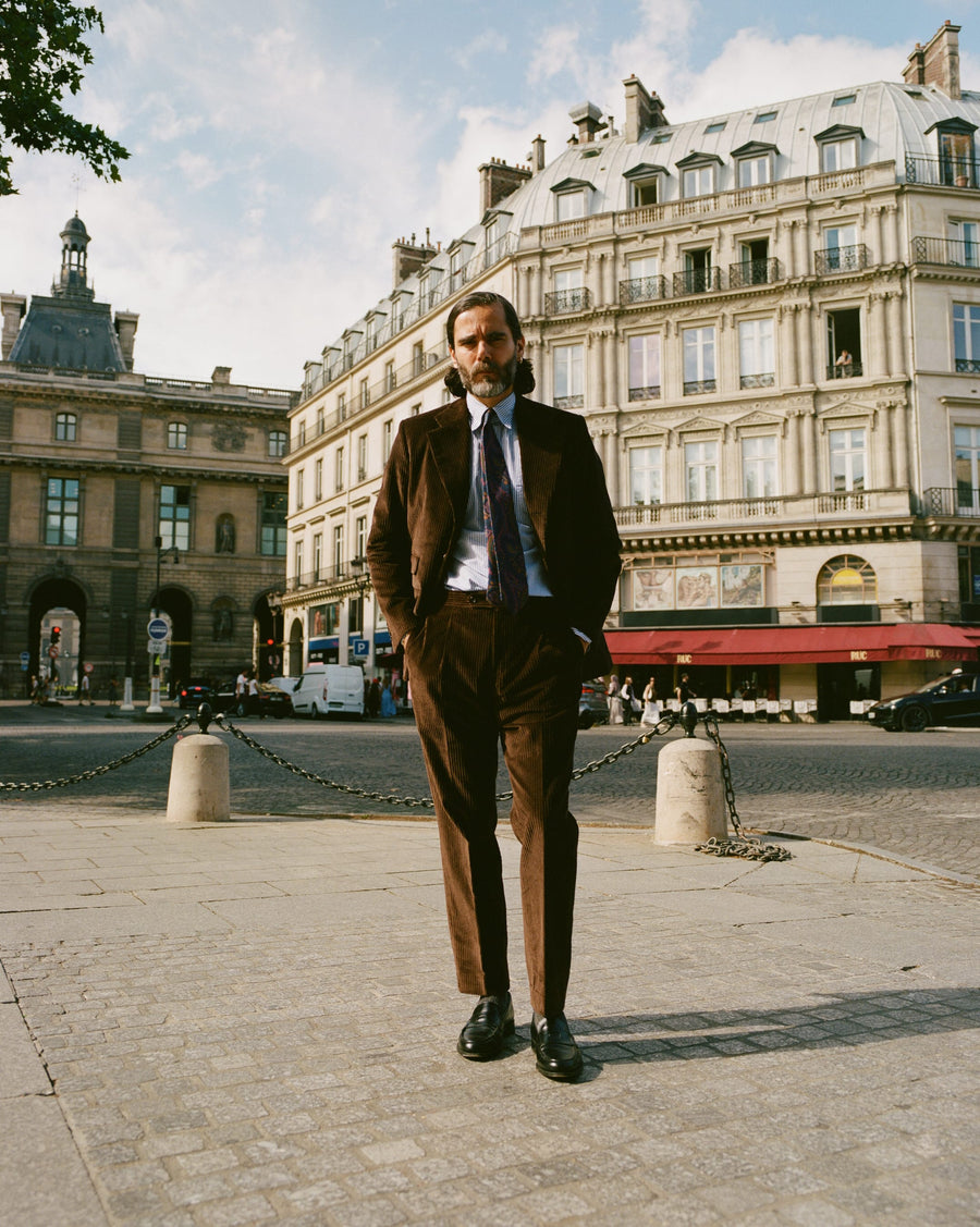 Brown Cotton Corduroy Tailored Jacket