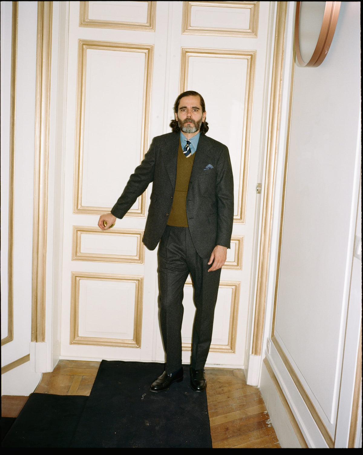 Charcoal Wool Flannel Tailored Jacket