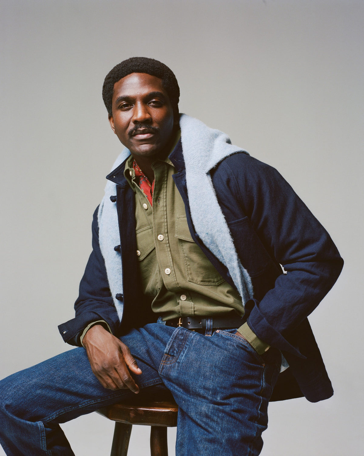 Navy Wool-Cotton Artist Chore Jacket