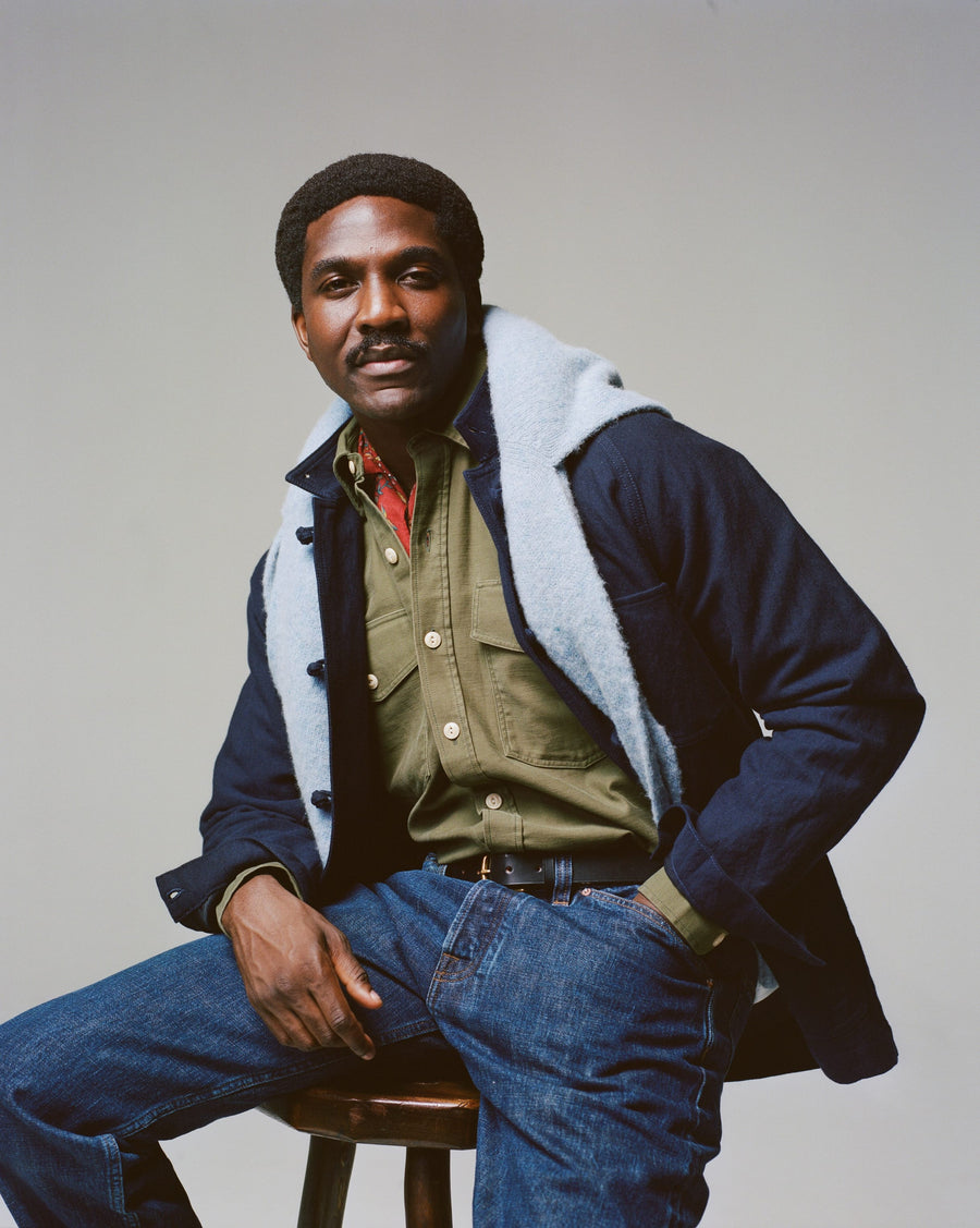 Navy Wool-Cotton Artist Chore Jacket