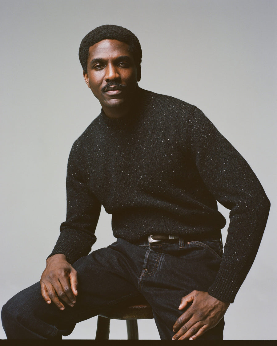 Dark Grey Donegal Crew Neck Jumper