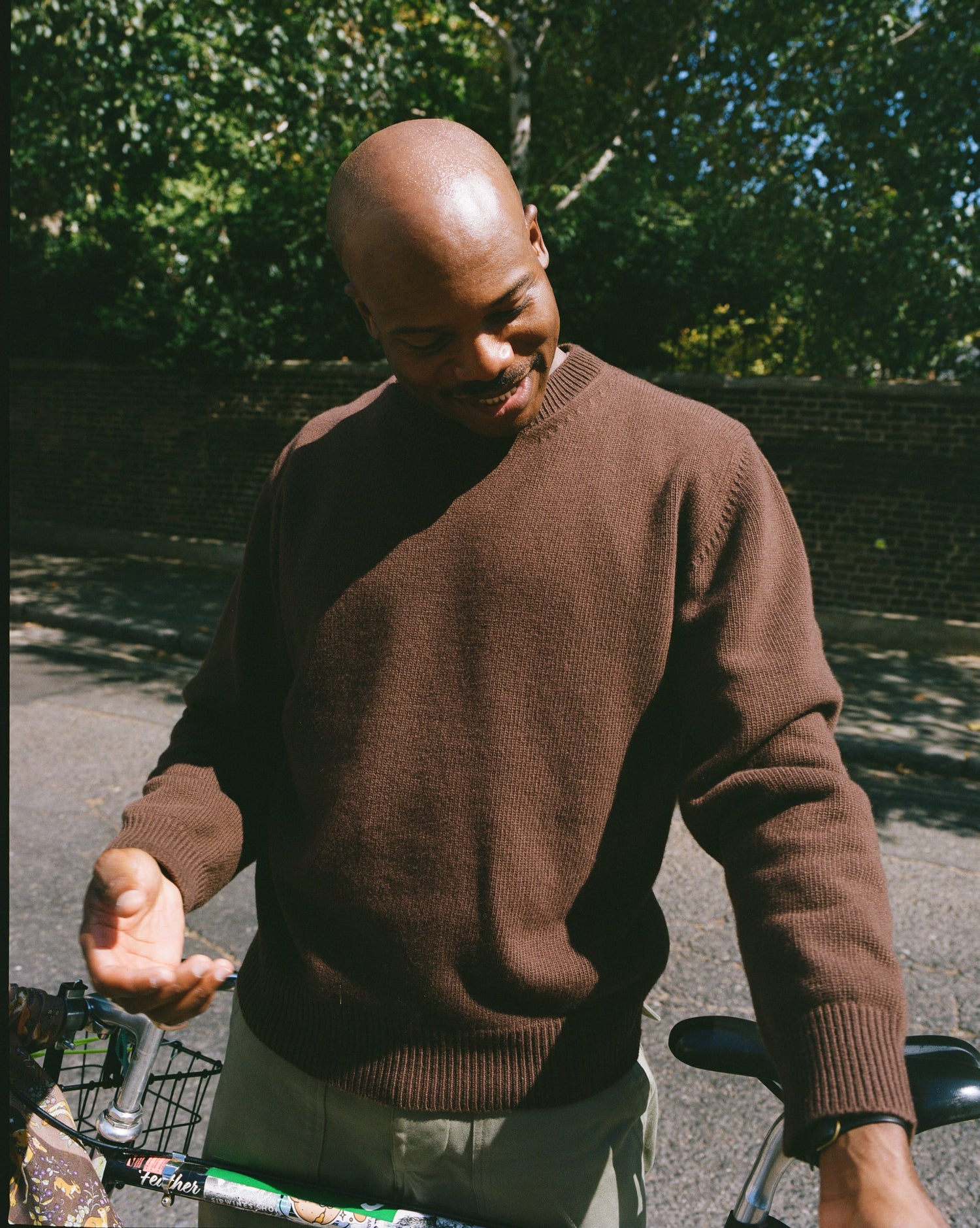 Brown Wool-Cashmere Crew Neck Jumper