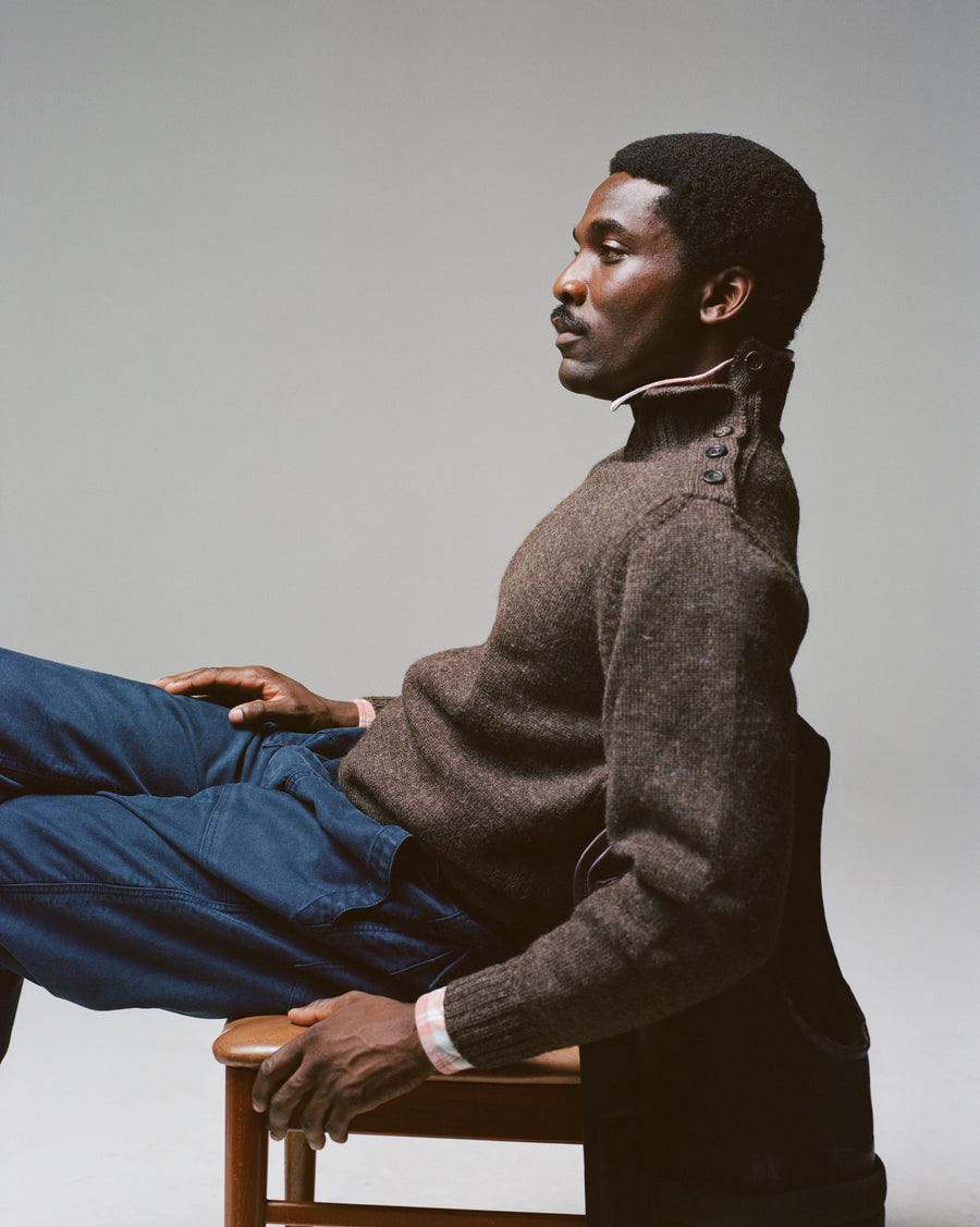 Grey Wool Fisherman's Roll Neck