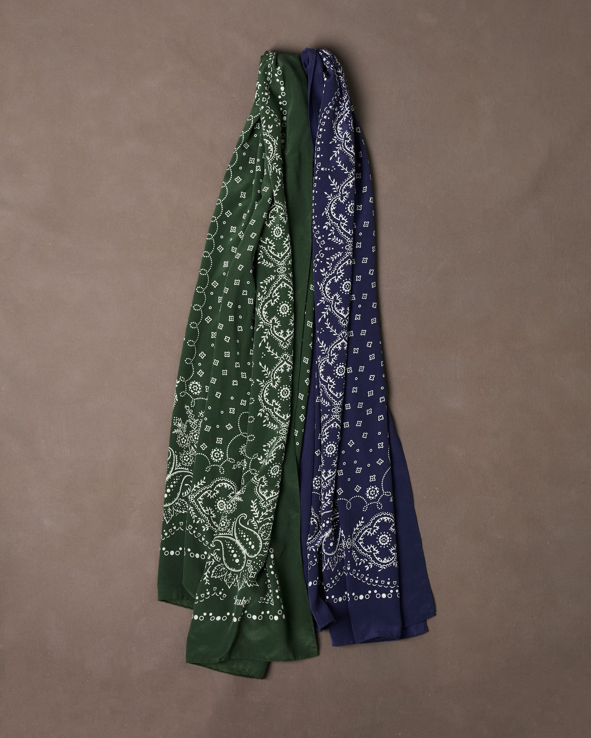 Green Bandana Print Silk Scarf