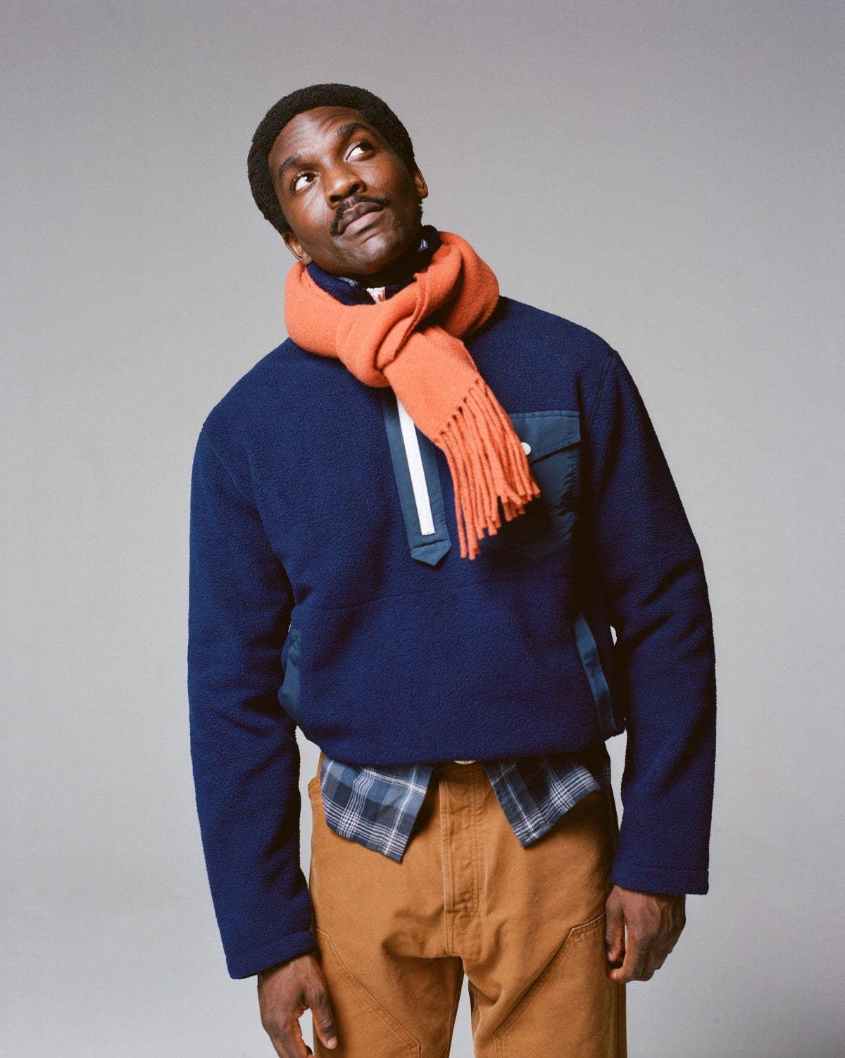 Orange Solid Wool Fringed Scarf