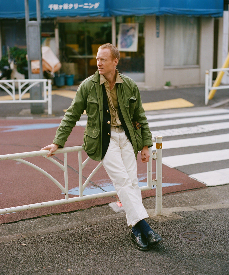 Olive Herringbone Cotton Jungle Jacket