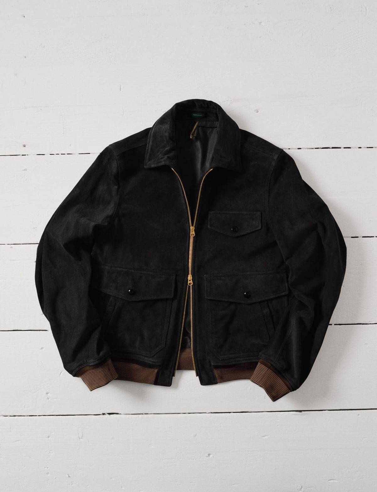 Black Heavyweight Suede A-2 Bomber Jacket